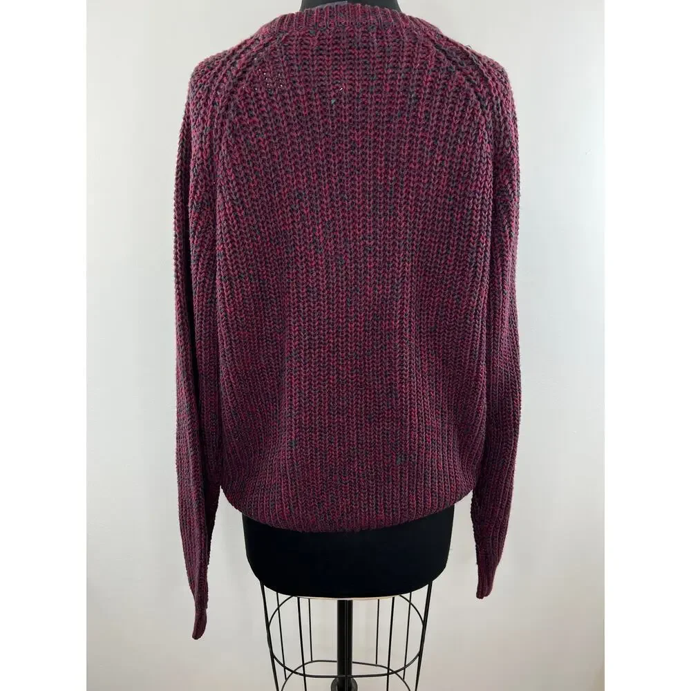 NEW Northern Isles Burgundy Long Sleeve Crewneck Heavy Knit Sweater Size L Large